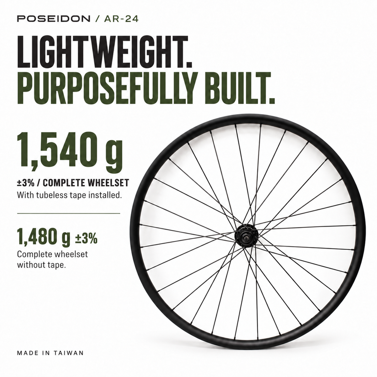 Poseidon AR-24 Lightweight All Road Wheelset - Center-lock disc / Thru-axle